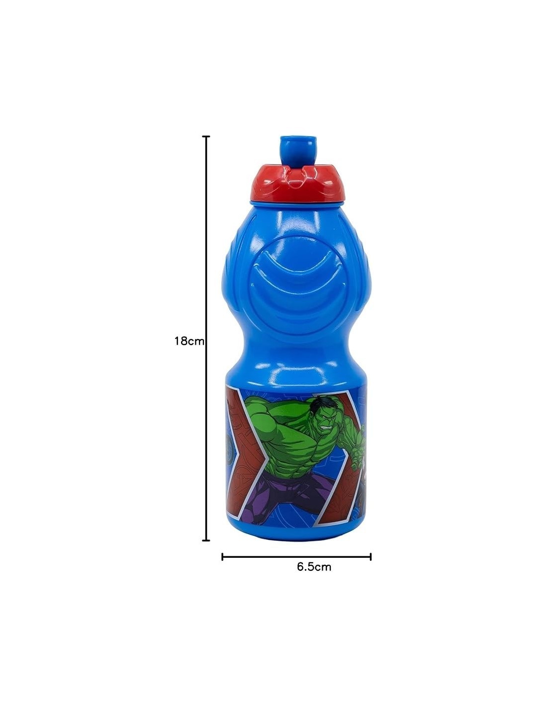 BORRACCIA IN PLASTICA SPORTIVA 400MLAVENGERS, SUPEREROI, CM. 18x6, 5 PER SCUOLA, BAMBINI