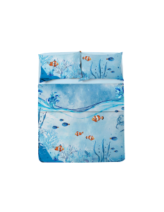 COMPLETO LETTO MATRIMONIALE CORALLI MARINI COTONE