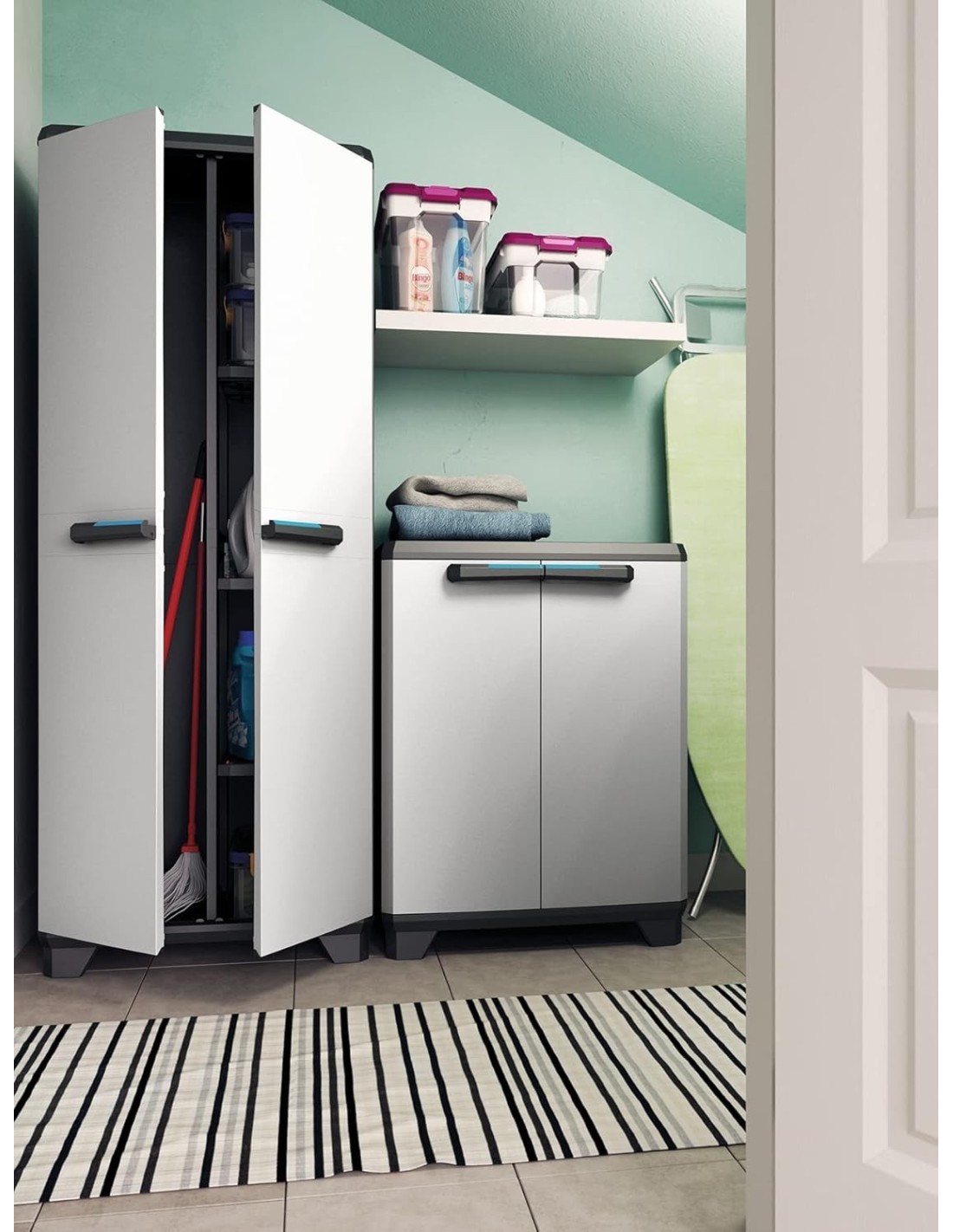 Armadio Keter Linear Low con 1 Ripiano Regolabile 68×39×90 cm – Resina Anti-Intemperie