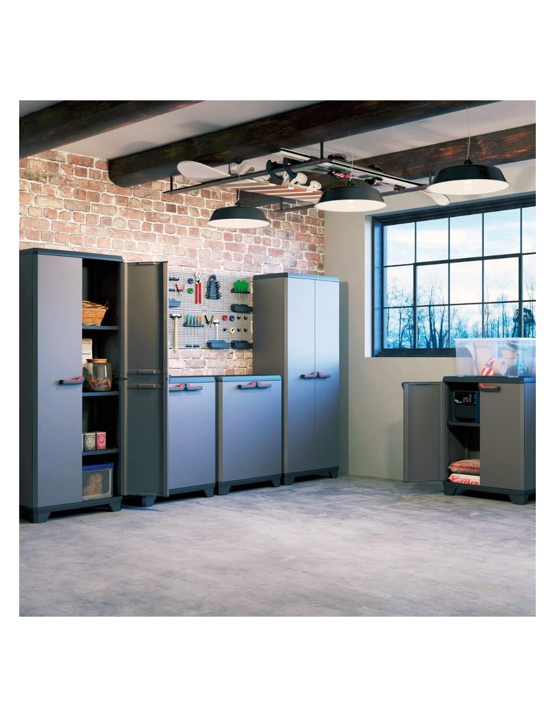 Keter Stilo Basso Armadio da Esterno 1 Ripiano Regolabile 68×39×90 cm – Resina Anti-UV, Impugnature Soft-Touch