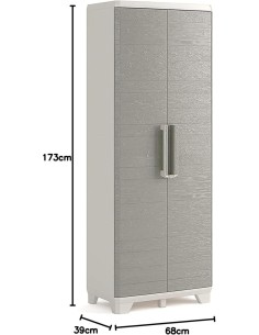 Armadio Basso Keter Stilo 68×39×97 cm in Resina con 2 Ripiani Regolabili e Chiusura Lucchettabile