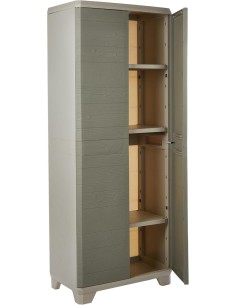 Armadio Basso Keter Stilo 68×39×97 cm in Resina con 2 Ripiani Regolabili e Chiusura Lucchettabile