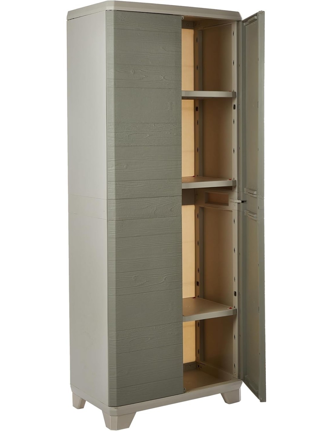 Armadio Basso Keter Stilo 68×39×97 cm in Resina con 2 Ripiani Regolabili e Chiusura Lucchettabile