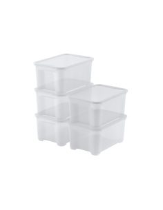 Set 5 Scatole Contenitore T Box XXS XS S in Plastica Trasparente con Coperchio