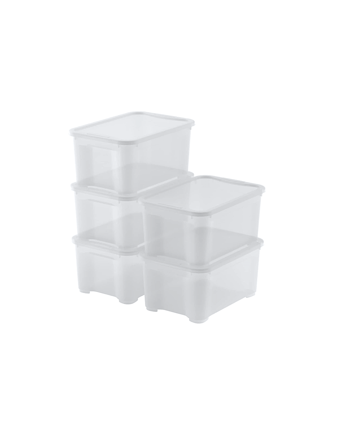 Set 5 Scatole Contenitore T Box XXS XS S in Plastica Trasparente con Coperchio