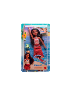 OCEANIA 2, TAUTAI VAIANA NUOTATRICE, BAMBOLA CON GAMBE MOBILI, CORPETTO CAMBIA COLORE, 2 ACCESSORI, MATTEL JFF09, +3 ANNI