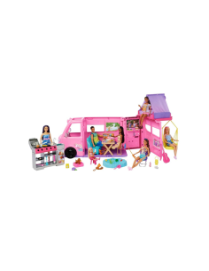 BARBIE, CAMPER DEI SOGNI, TENDA SUL TETTO, BARBECUE CAMBIA COLORE, OLTRE 60 ACCESSORI, PLAYSET MATTEL