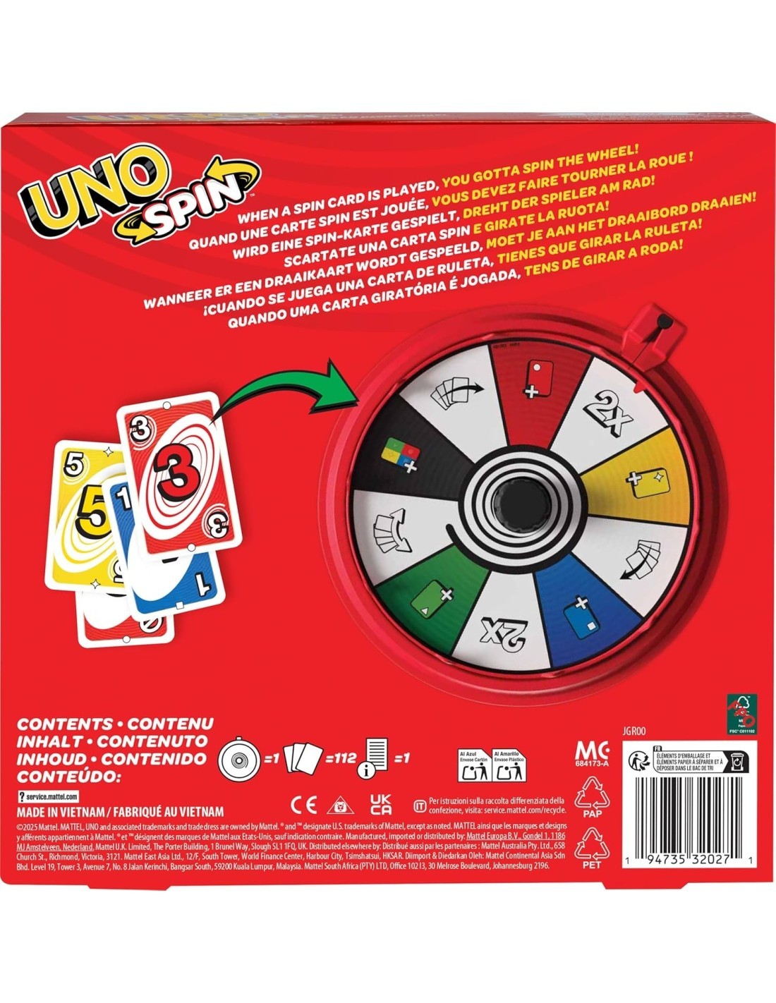 UNO Spin – Gioco di Carte con Ruota a Giro per 2‑10 Giocatori, Età 7+
