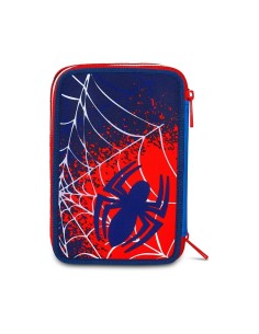 Seven Spiderman, Astuccio Scuola 3 Zip, Blu, Triplo Scomparto, 20 x 12,5 x 7 cm, Penne, Matite, Colori, Accessori, Scuola