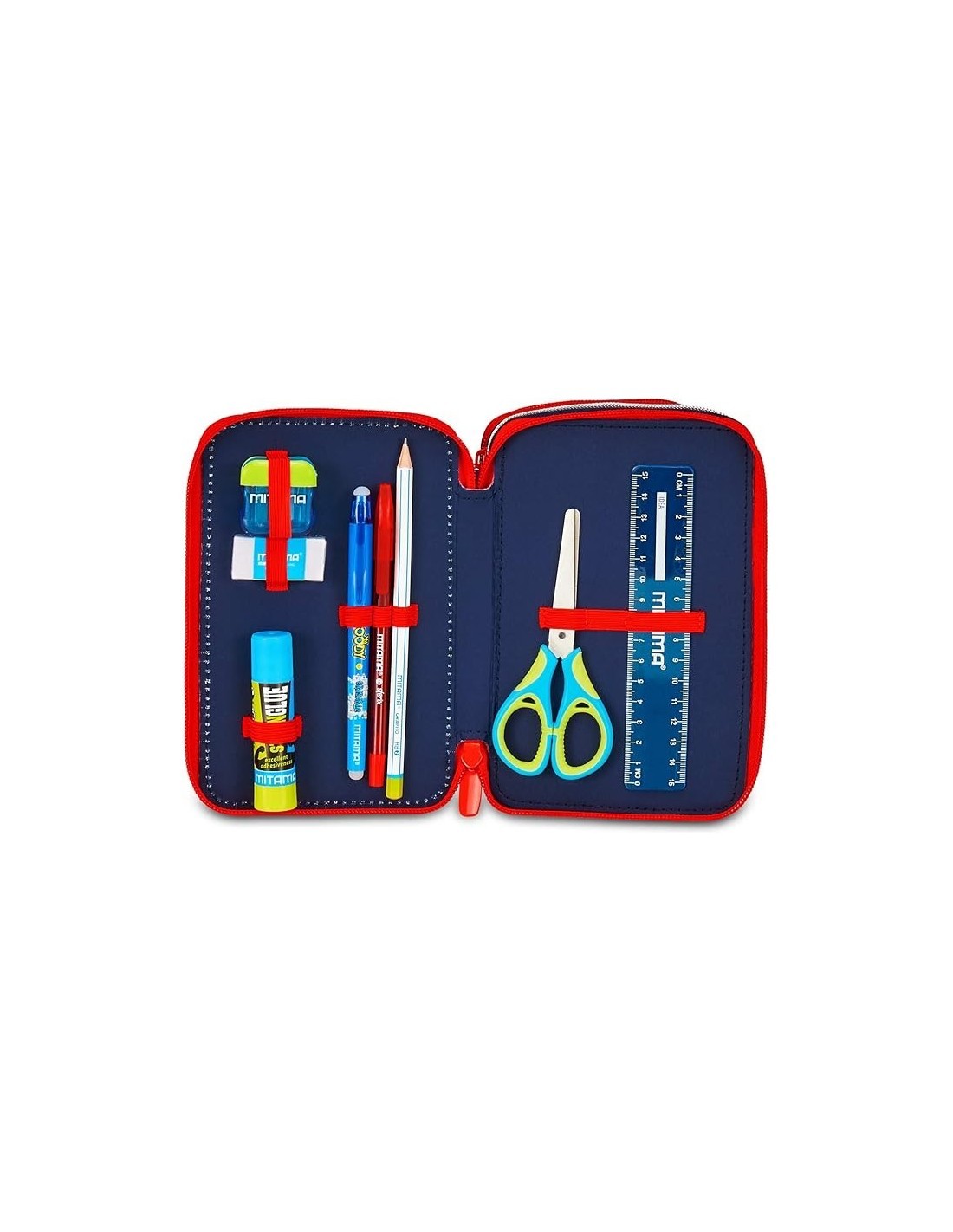 Seven Spiderman, Astuccio Scuola 3 Zip, Blu, Triplo Scomparto, 20 x 12,5 x 7 cm, Penne, Matite, Colori, Accessori, Scuola