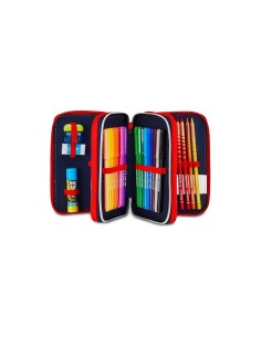 Seven Spiderman, Astuccio Scuola 3 Zip, Blu, Triplo Scomparto, 20 x 12,5 x 7 cm, Penne, Matite, Colori, Accessori, Scuola