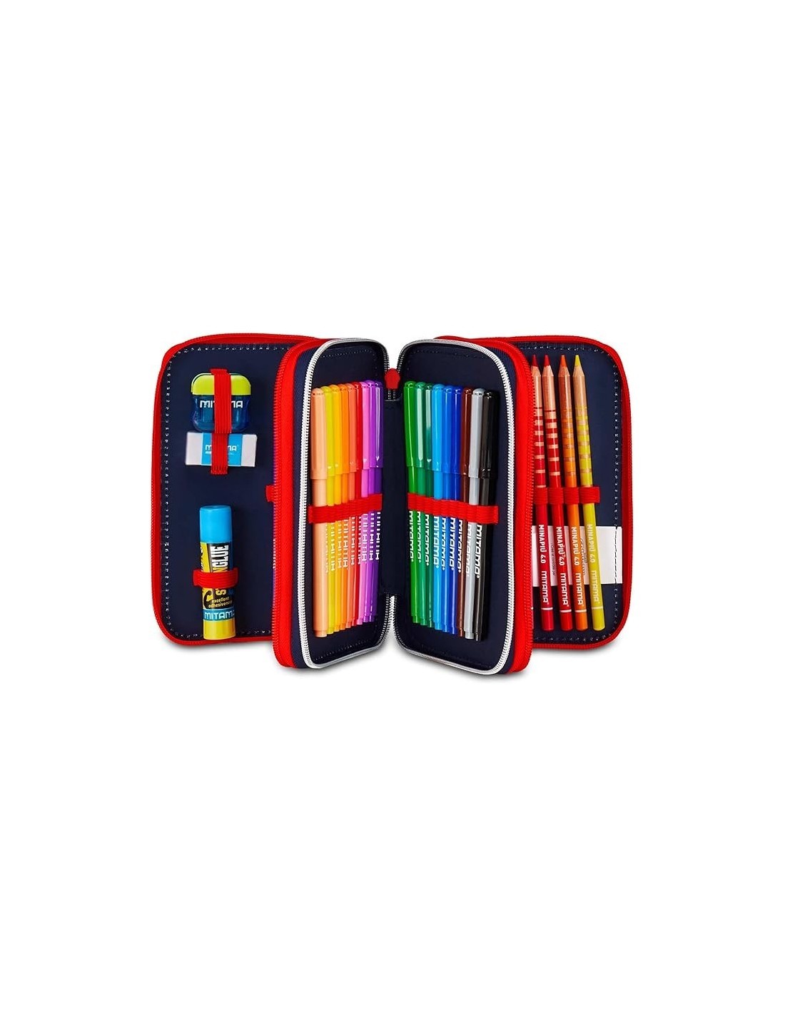 Seven Spiderman, Astuccio Scuola 3 Zip, Blu, Triplo Scomparto, 20 x 12,5 x 7 cm, Penne, Matite, Colori, Accessori, Scuola