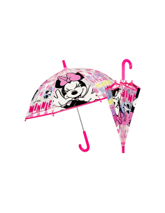 Ombrello Bambina Minnie, Manuale, Cupola Trasparente, 45cm, Disney, Antivento