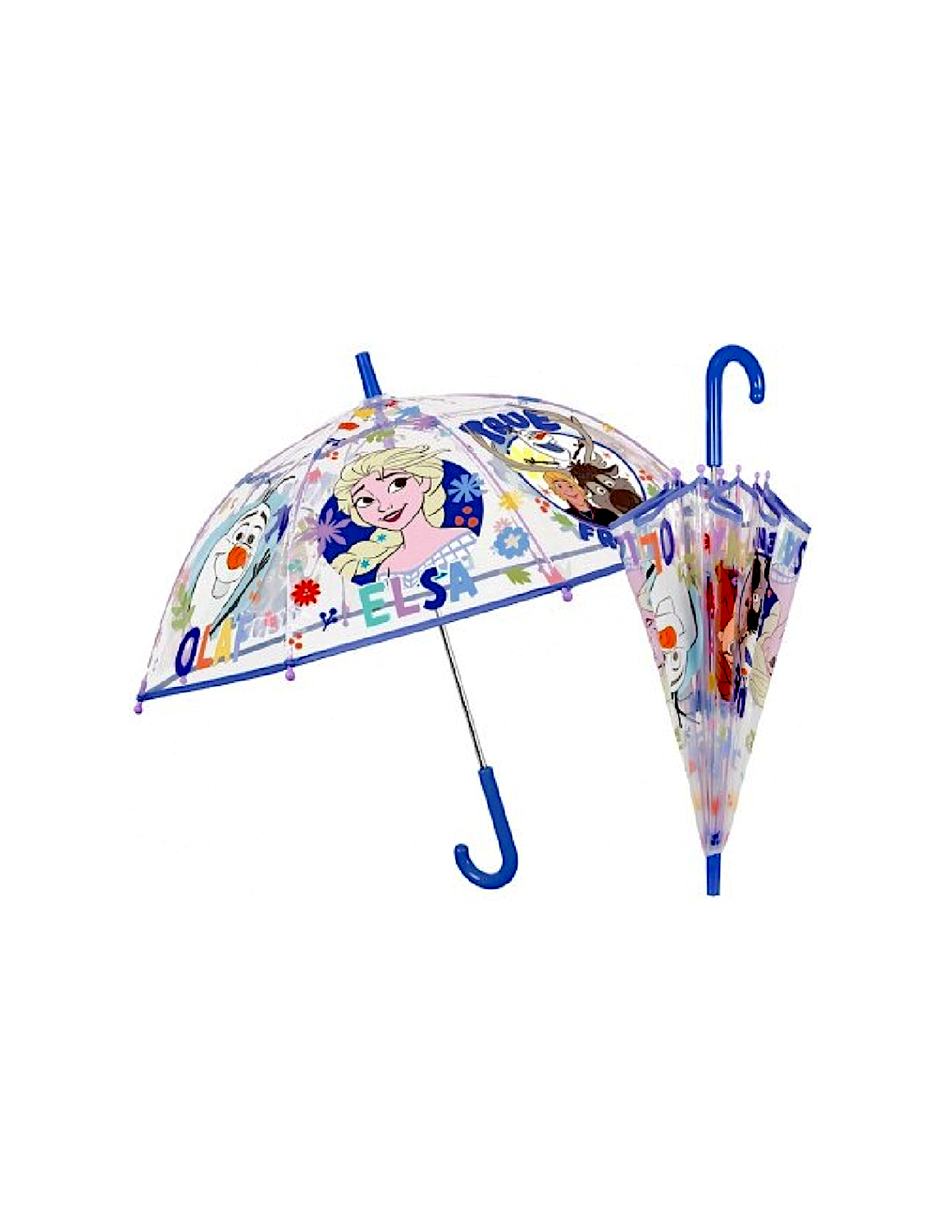 Ombrello Bambina Frozen, Cupola Trasparente, 45cm, Disney, Manuale, Elsa e Anna
