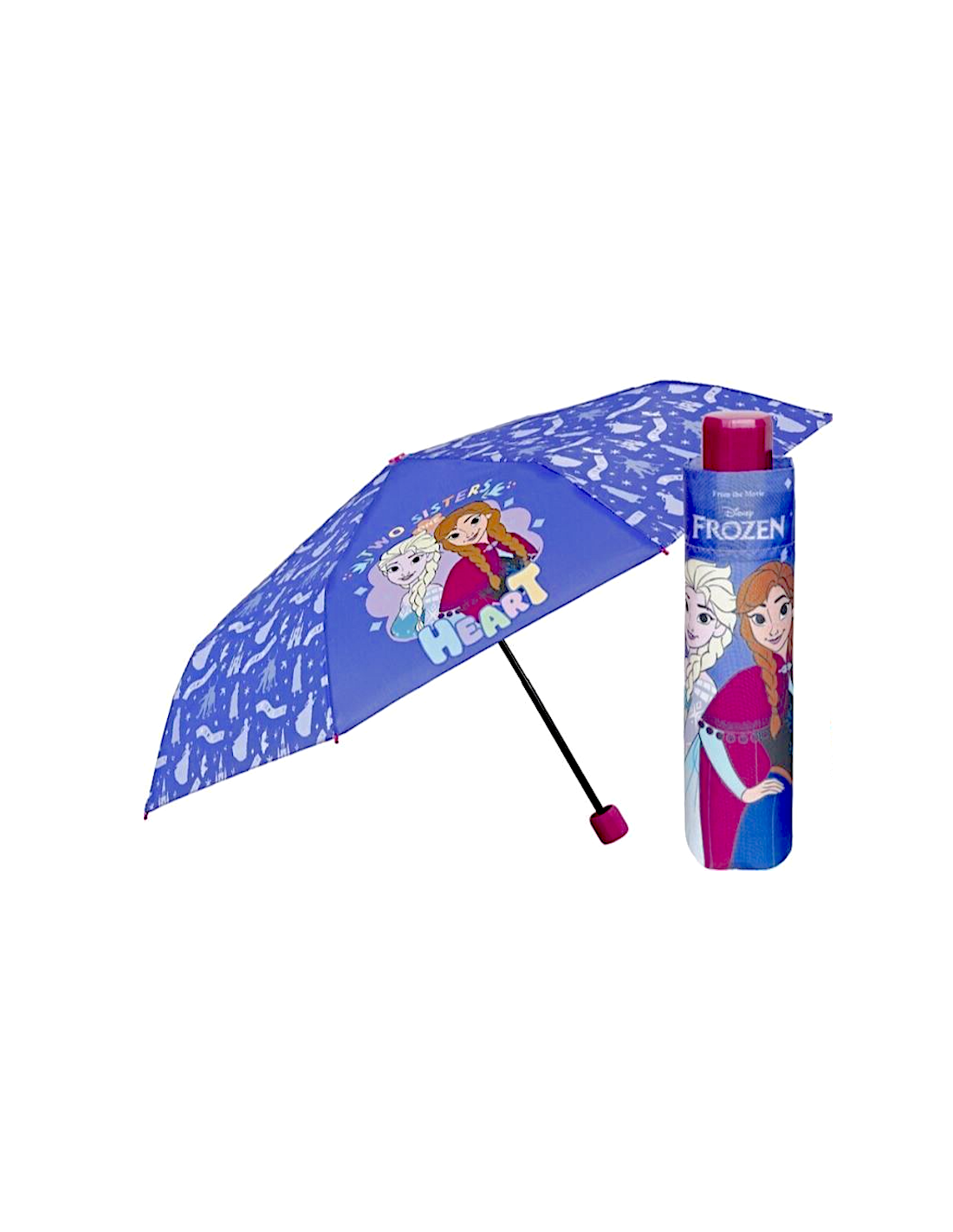 Ombrello Bambina Frozen, Mini Manuale, 50cm, Antivento, Disney, Compatto, Elsa e Anna