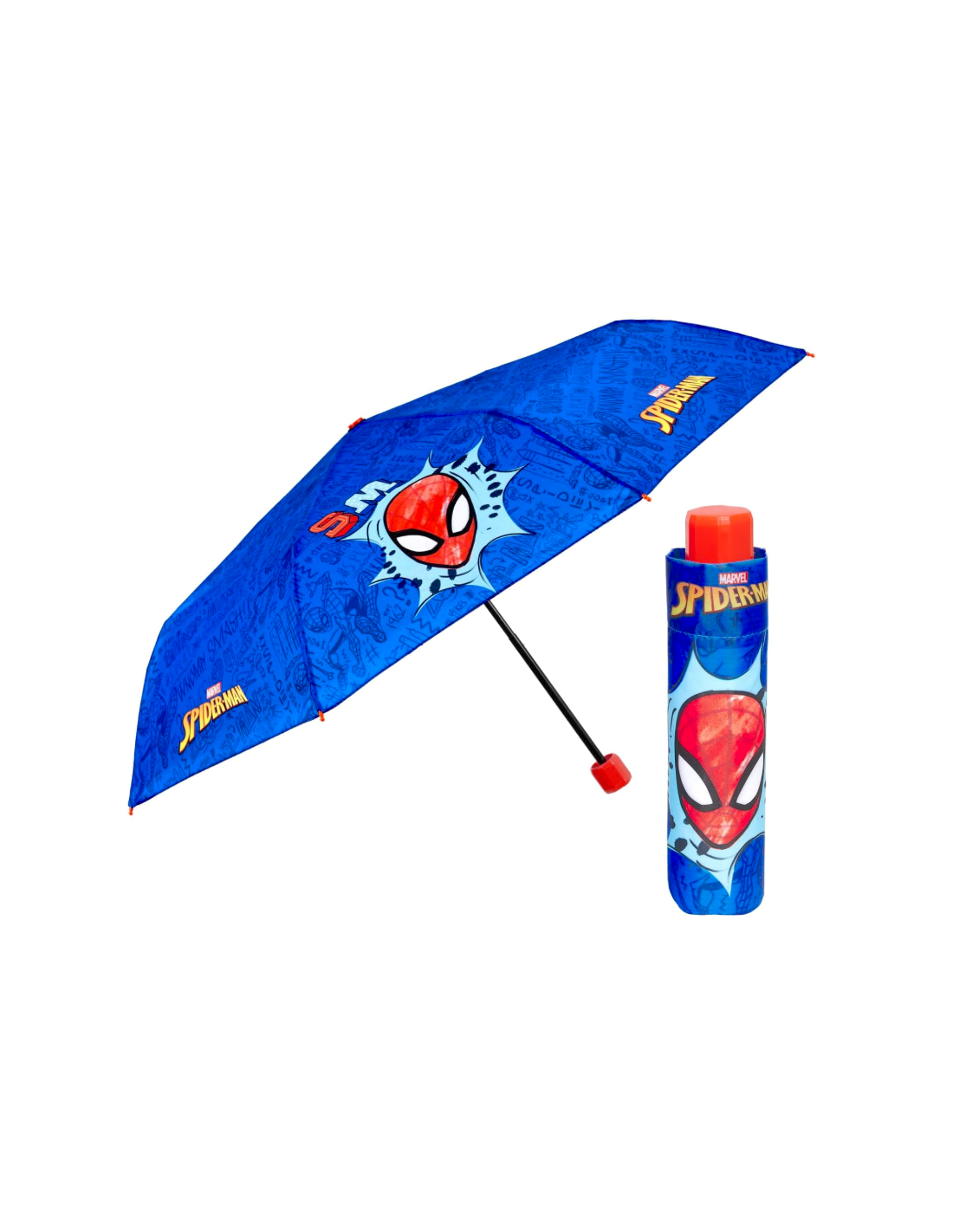 Ombrello Bambino, Spiderman, Mini Manuale, 50cm, Antivento, Fibra di Vetro, Marvel