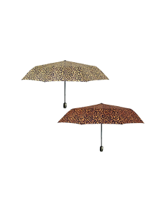Ombrello Donna Mini, Automatico, Leopardato, Compatto, Moda, Antivento, Modello 26444