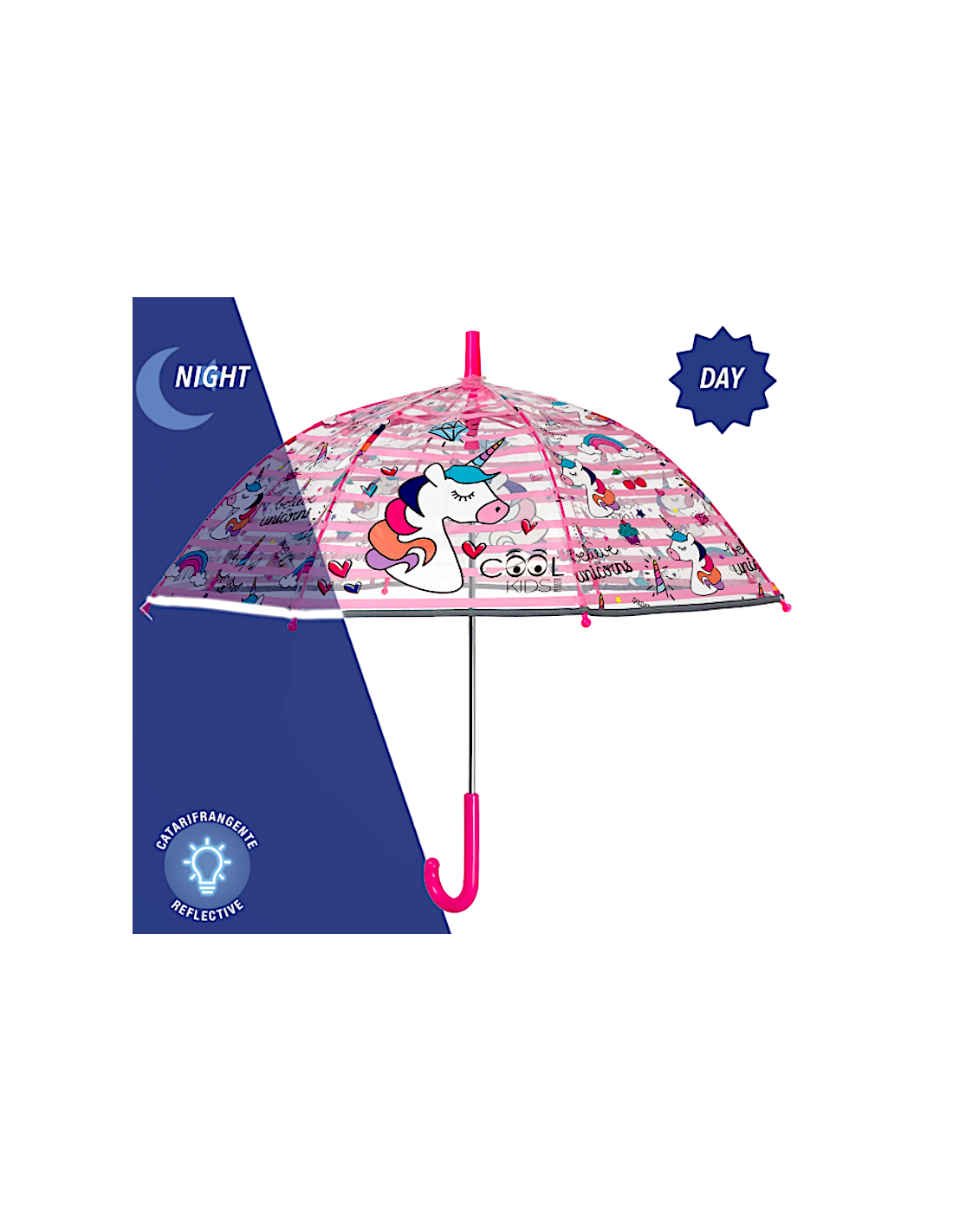 Ombrello Manuale 45 cm, Cupola Poe Unicorno, Bambino