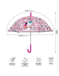 Ombrello Manuale 45 cm, Cupola Poe Unicorno, Bambino 2