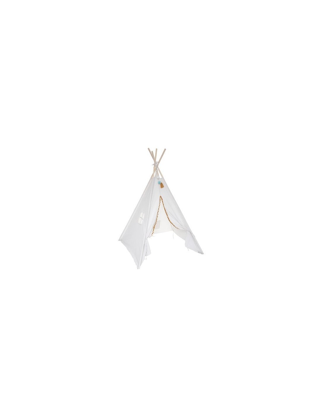 Tipi Bambini, Wapi, 120 x 120 x 160 cm, Naturale, Beige Lin, Cotone, Poliestere, Legno