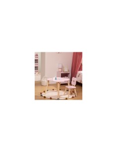 Tavolo Dolce Fiore, rosa, 51x51x40 cm, legno MDF e pino, con vano portaoggetti