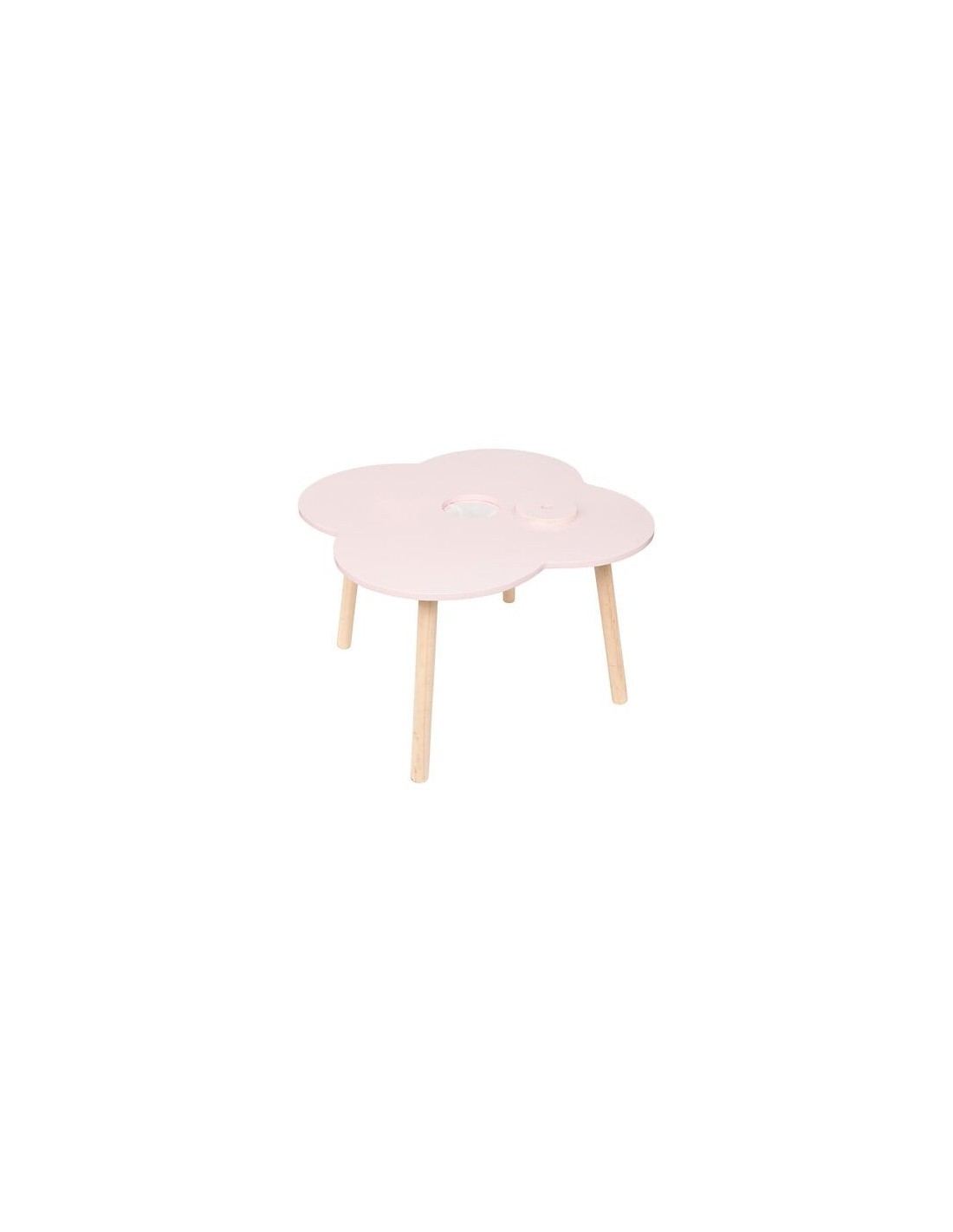Tavolo Dolce Fiore, rosa, 51x51x40 cm, legno MDF e pino, con vano portaoggetti