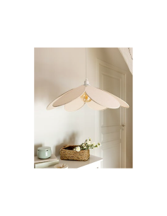 Sospensione Naya, a petali, beige lino, diametro 72 cm, altezza 118 cm