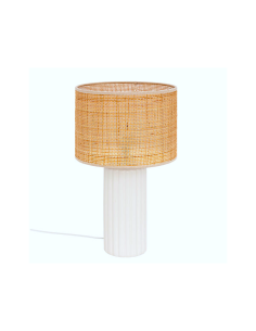 Lampada Tylia, ceramica bianca, H 47 cm, design elegante, paralume escluso