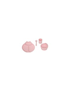 Set Piatti, 4 Pezzi, Silicone, Rose, Lavabile, Antiscivolo, Bambini