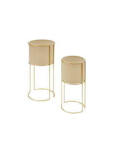 Portavaso, Zigy, Set 2 pezzi, Metallo Dorato, Diametro 28 cm, Altezza 55 cm