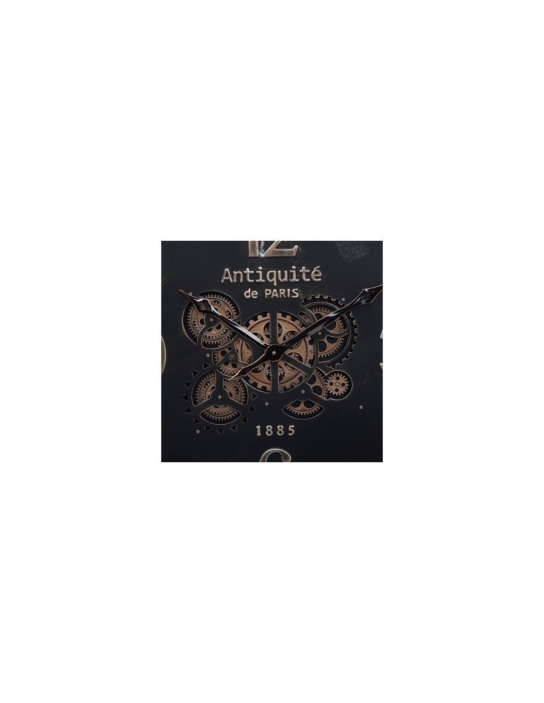 Orologio da parete GOUS AMRI, 70x84 cm, nero, MDF e metallo, con ingranaggi mobili