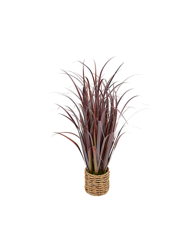 Mazzo di lino artificiale, con vaso in cemento, rosso, altezza 91 cm, 70 x 70 x 91 cm