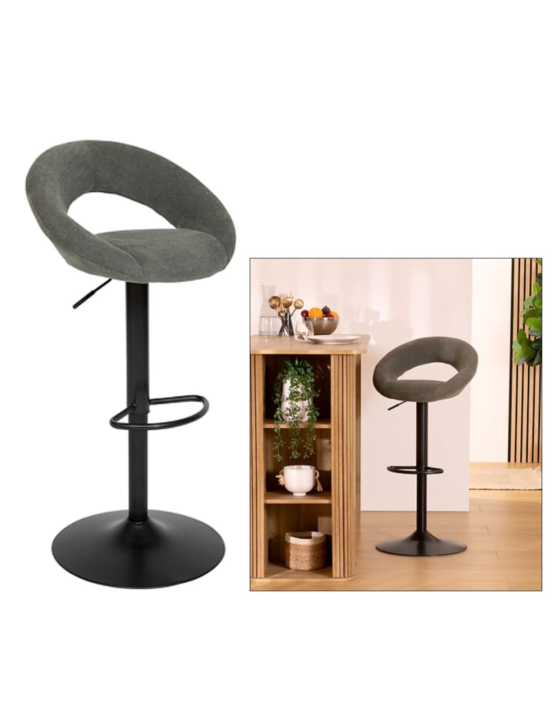 Sedia da bar alta regolabile Sasha, PU verde cedro, struttura in acciaio, L. 48,5 x P. 51,5 x H. 96,5 cm, 6.7 Kg