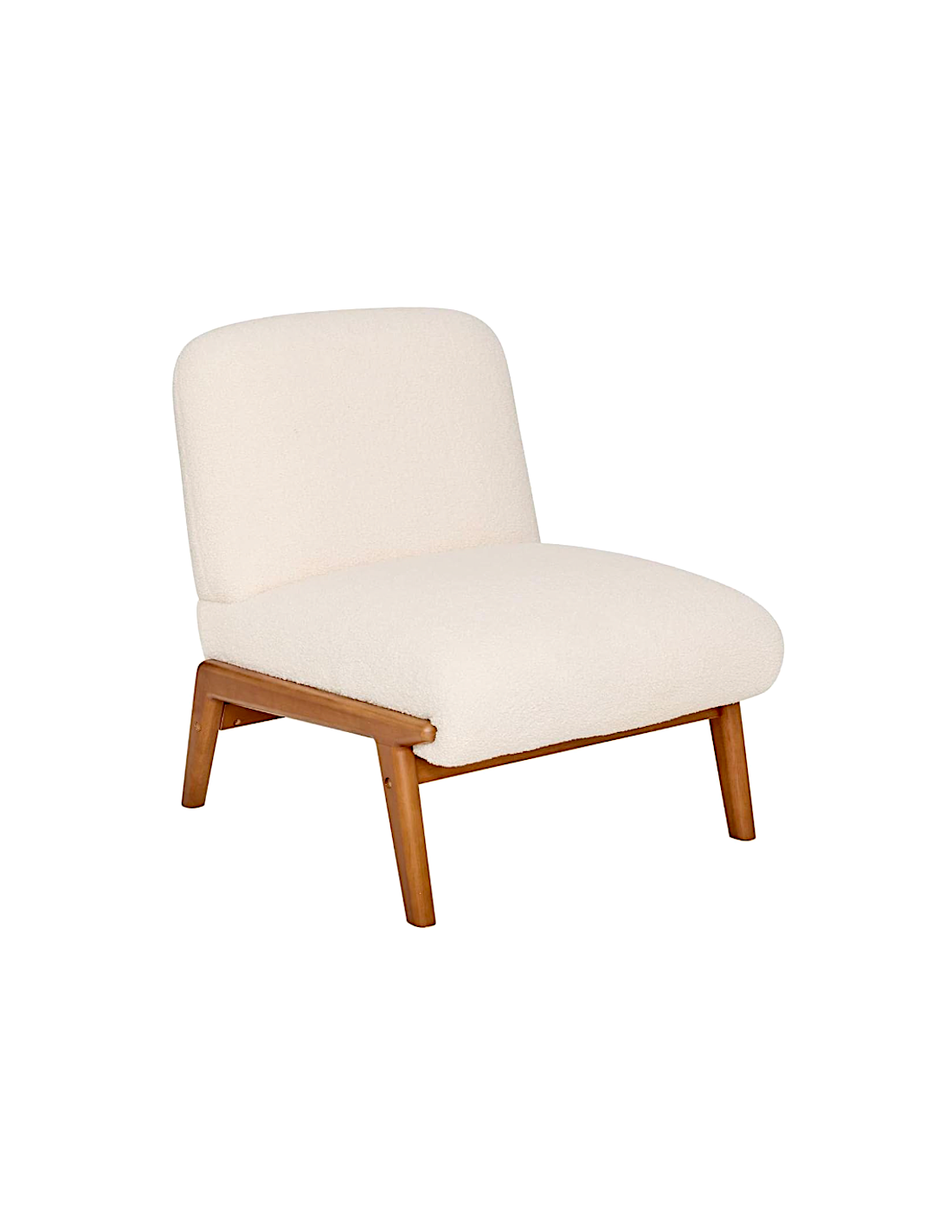 Poltrona bouclé, Liora, avorio, legno FSC, 61,4x75,5x76 cm, stile moderno