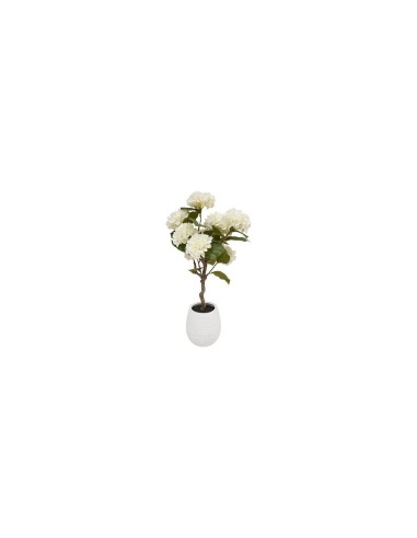 Ortensia artificiale Mika, bianca, altezza 100 cm, vaso ceramica, 40 x 40 x 100 cm