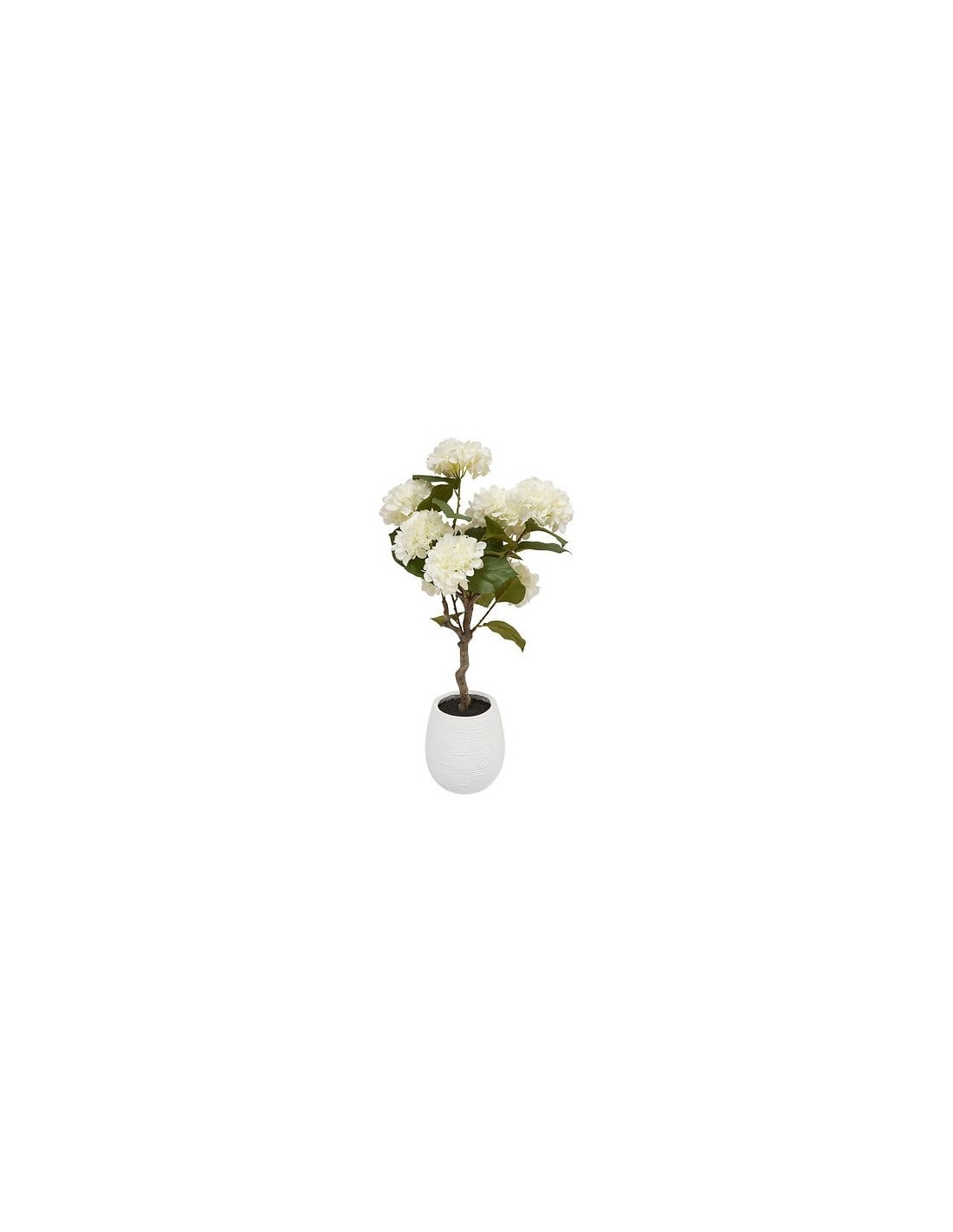 Ortensia artificiale Mika, bianca, altezza 100 cm, vaso ceramica, 40 x 40 x 100 cm