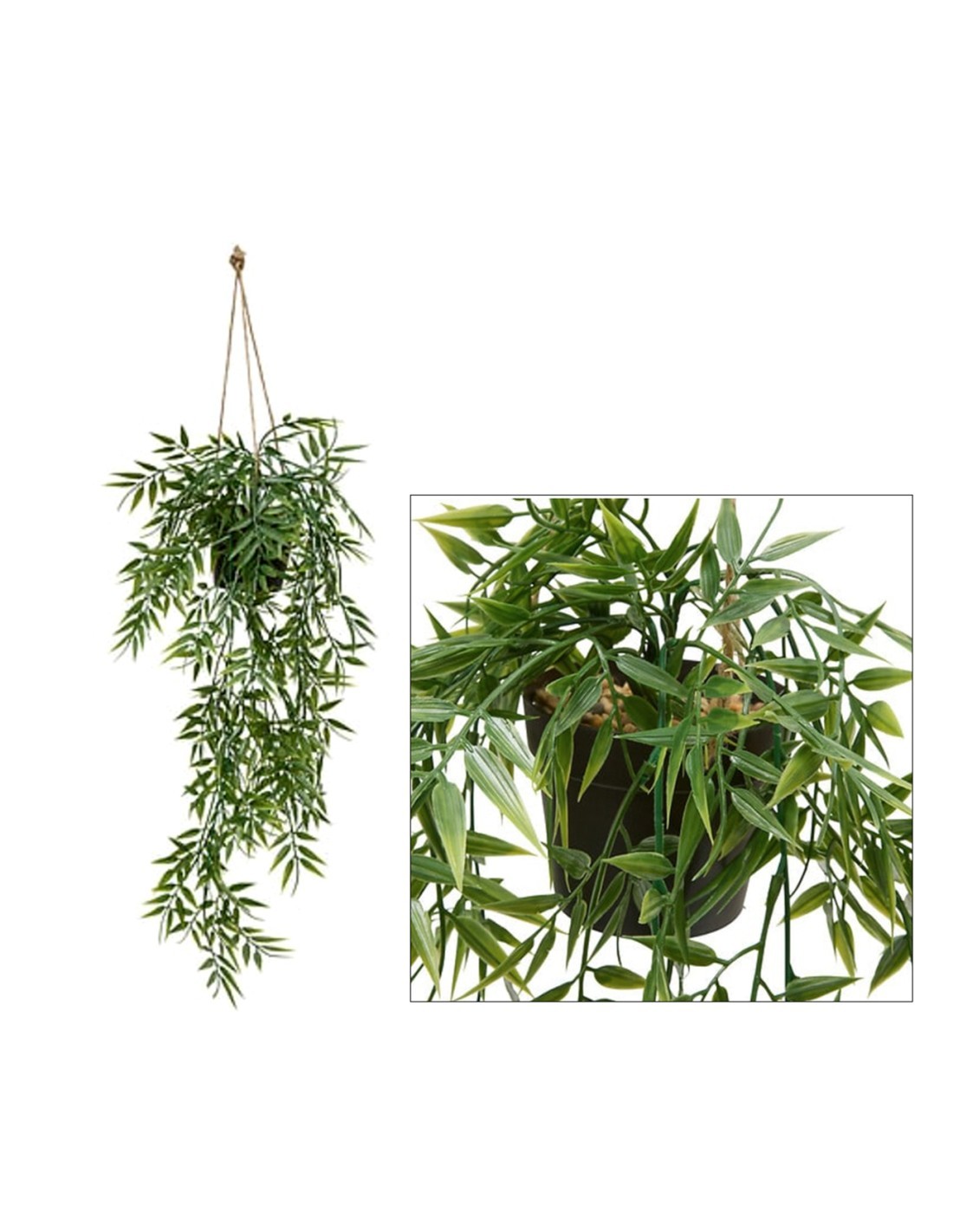 Bambù pensile, pianta artificiale verde, Liora, H. 67 cm, 10 x 10 x 75 cm