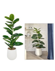 Ficus artificiale, con vaso in ceramica scanalata, multicolore, altezza 145 cm, 58 x 58 x 145 cm