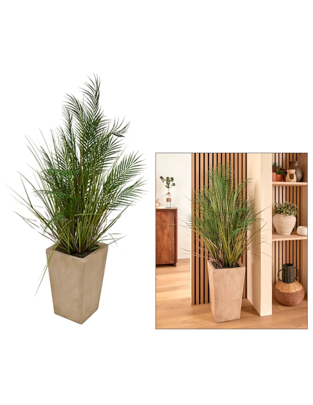 Palma artificiale, con vaso in ceramica beige, multicolore, altezza 142 cm, 60 x 60 x 142 cm