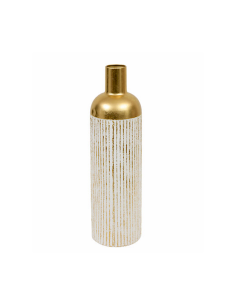 Vaso, metallo, Mirsa, bianco, D.16 x H.60,5 cm, design moderno