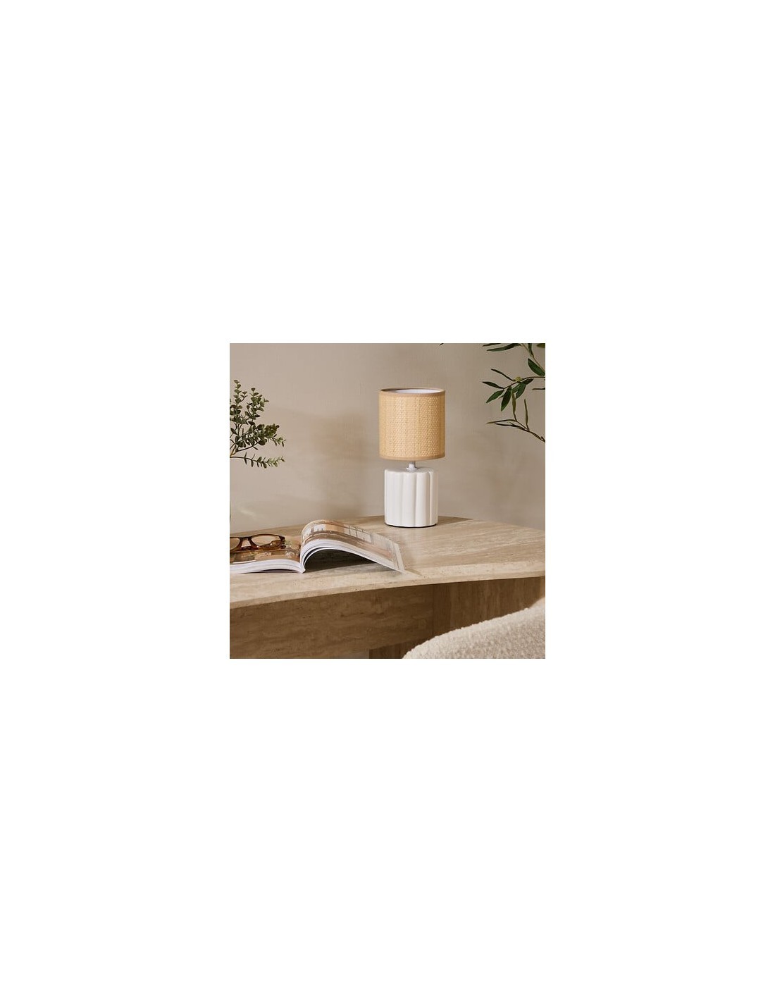 Lampada Tylia, ceramica bianca, diametro 13 cm, altezza 26,5 cm, design elegante, stoneware