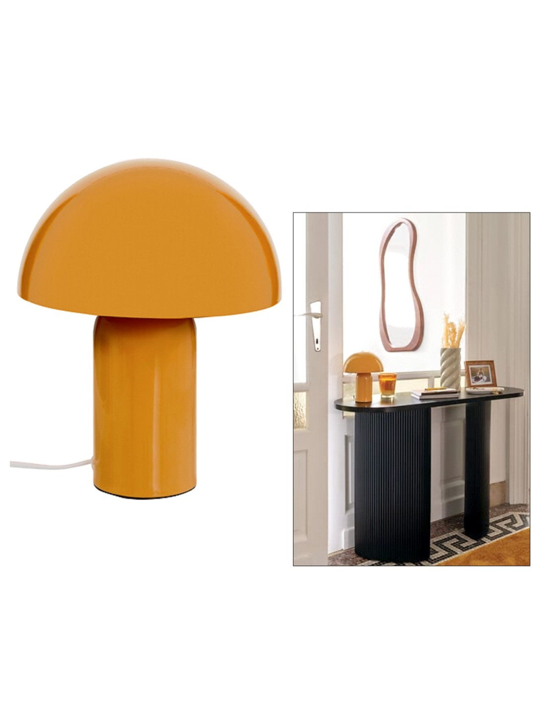 Lampada fungo Lito, metallo ocra, 20 x 20 x 24,5 cm