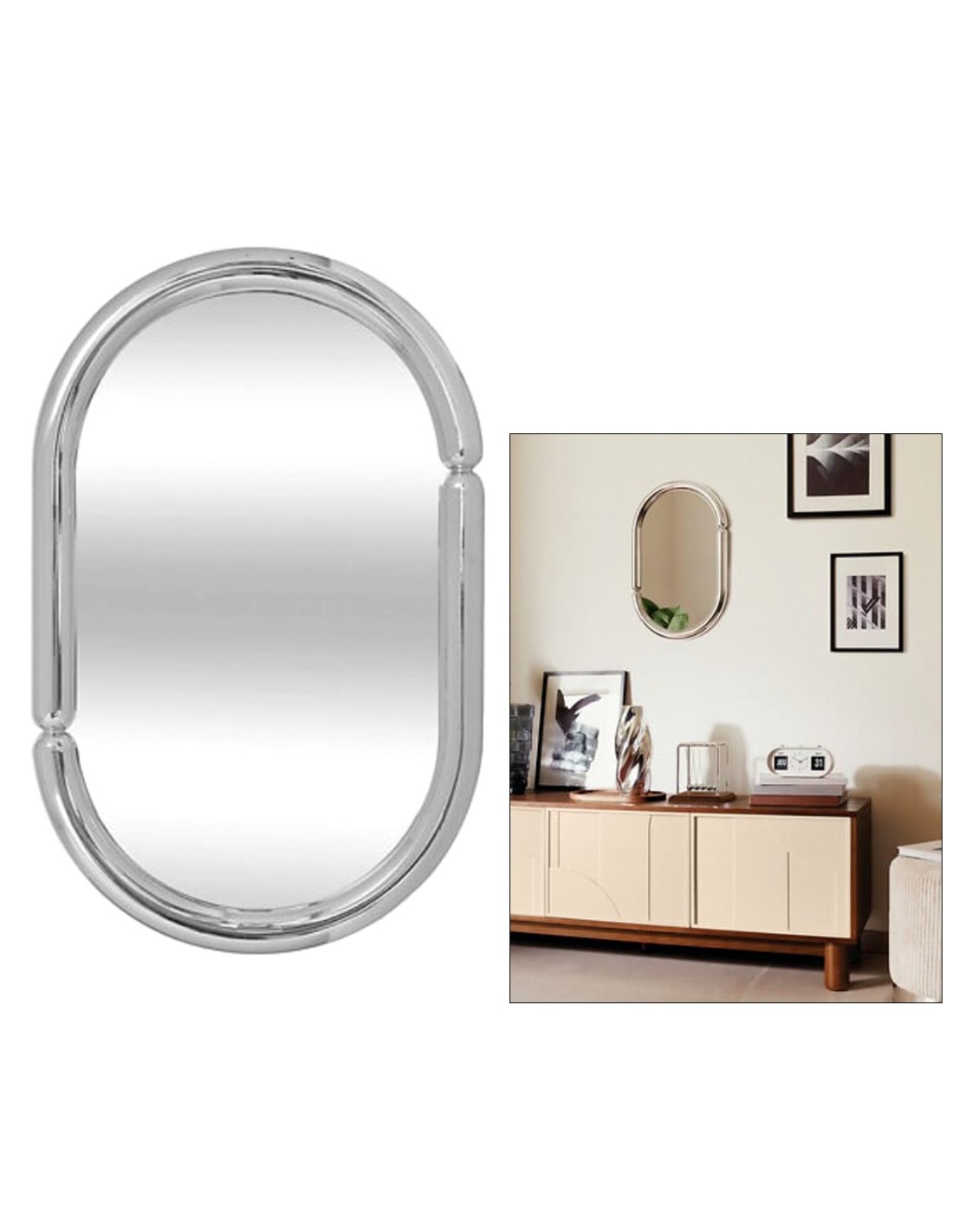 Specchio, ovale, cromato, Micaela, 55x35 cm, ATMOSPHERA
