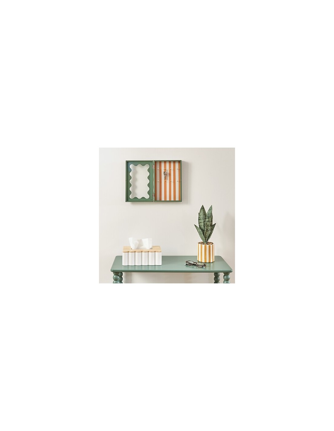 Scatola Portachiavi, Chéri, L. 20 x P. 6,6 x H. 30 cm, MDF E1, Vetro, Multicolore