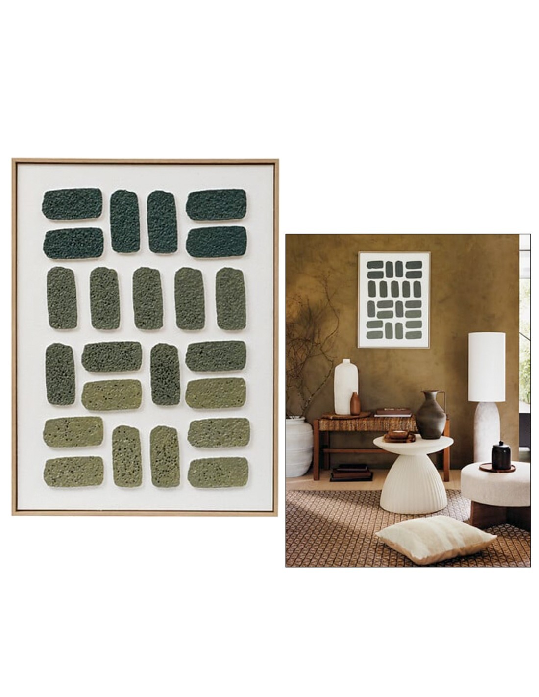 Tela, 3D, Aladji, verde, 60x80 cm, rilievo decorativo, posa verticale/orizzontale