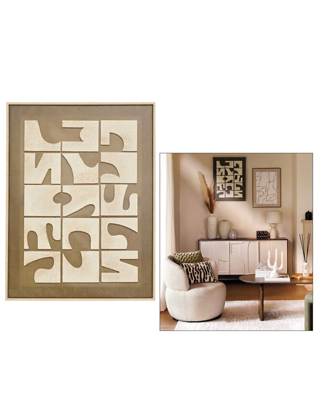 Tela, 3D, Castille, verde kaki, 60x80 cm, rilievo decorativo, montaggio verticale/orizzontale