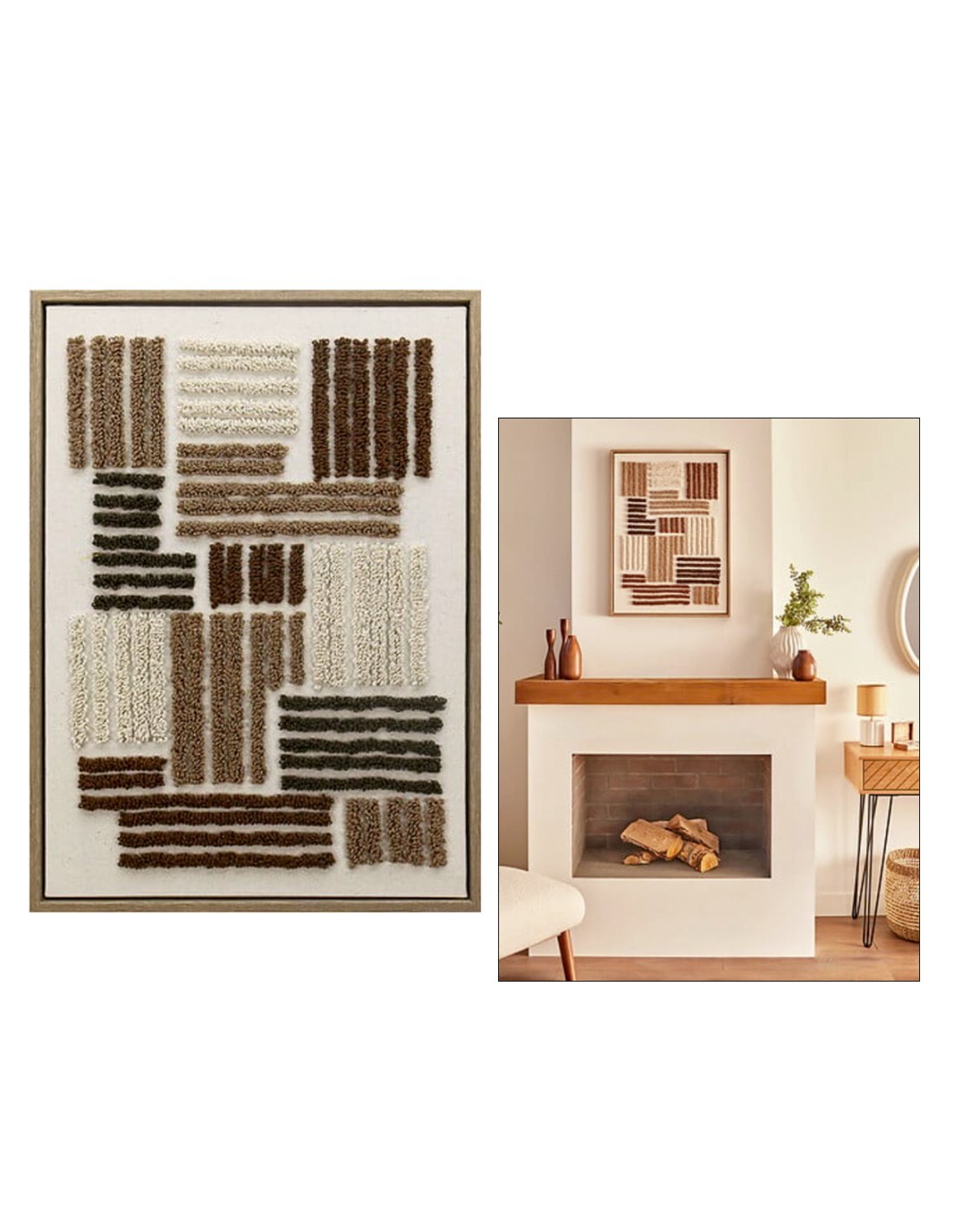 Tela, 3D, Emir, marrone, 50x70 cm, tessuto tufté, rilievo moderno