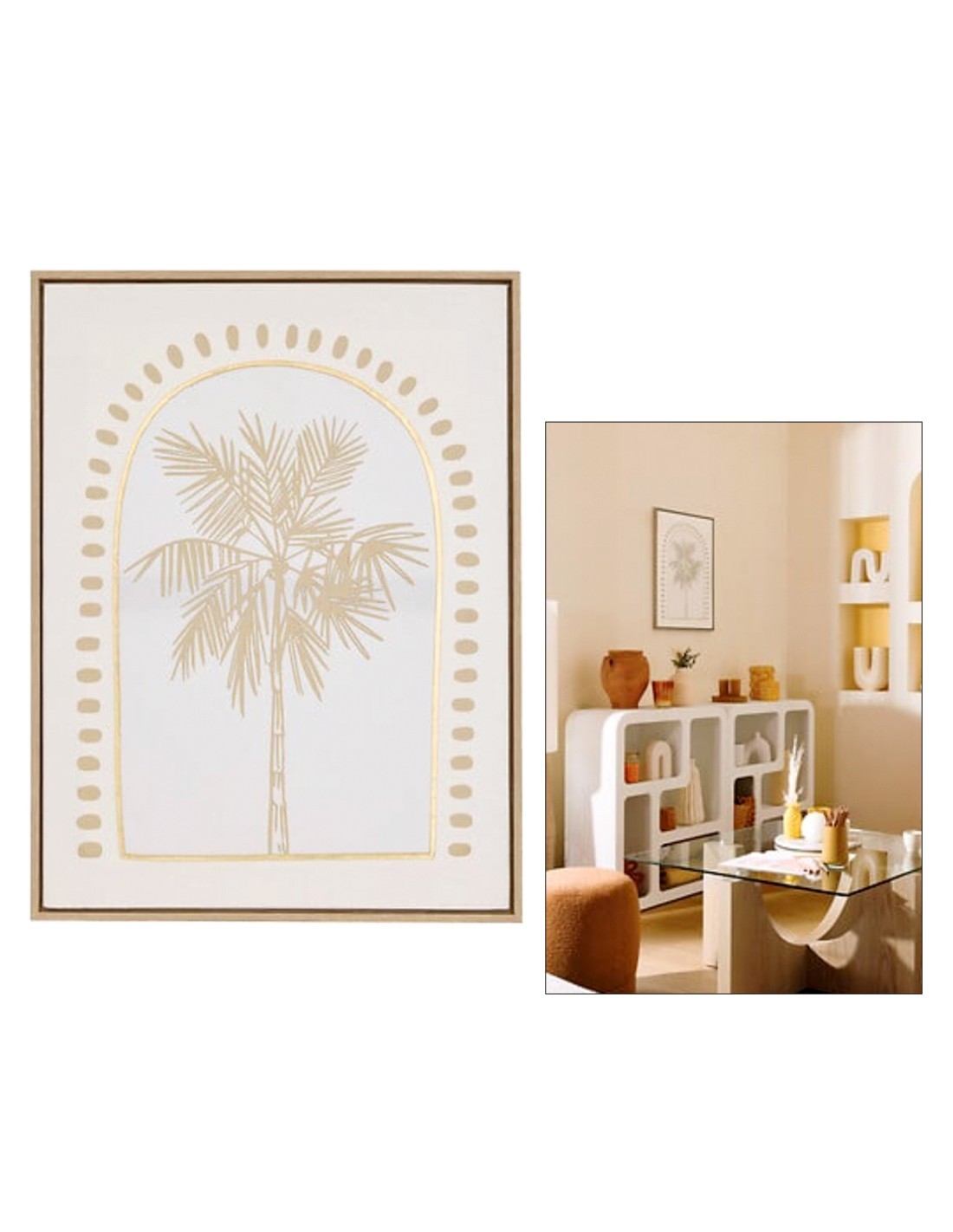 Tela, 3D, Meryl, palma, bianca, 45x60 cm, effetto alluminio dorato