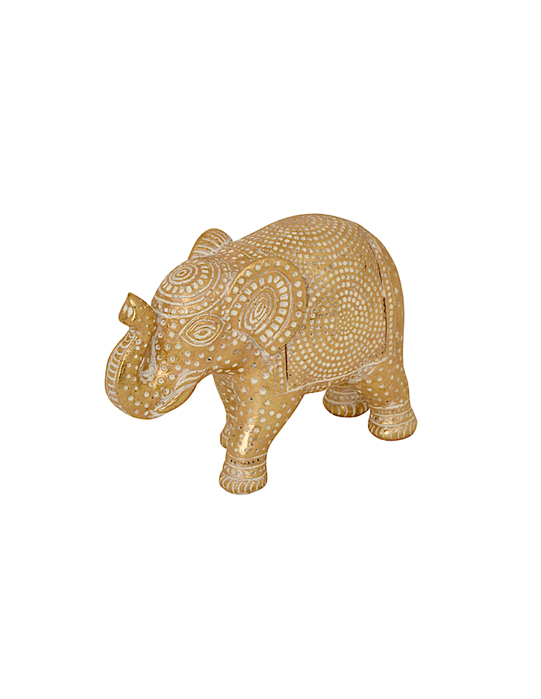Elefante Decorativo Gajah, Resina Dorata, L 16,5 cm, P 7 cm, H 11,5 cm