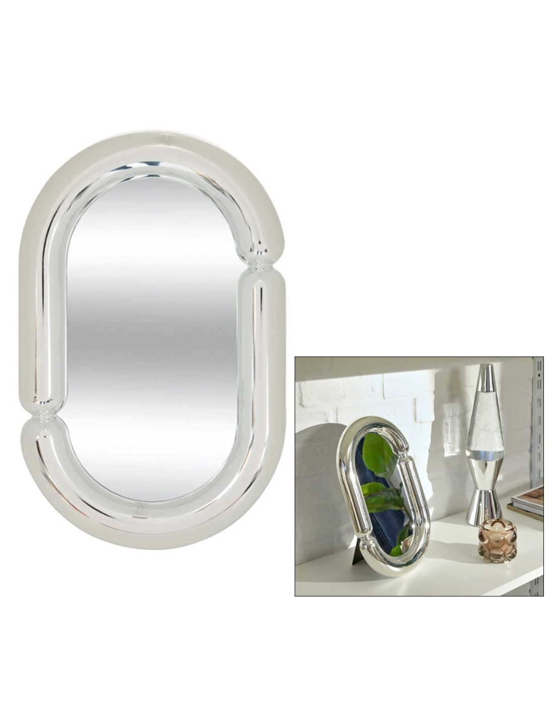 Specchio, decorativo, da terra, TWISTED SKY, cornice argento, 19x30 cm